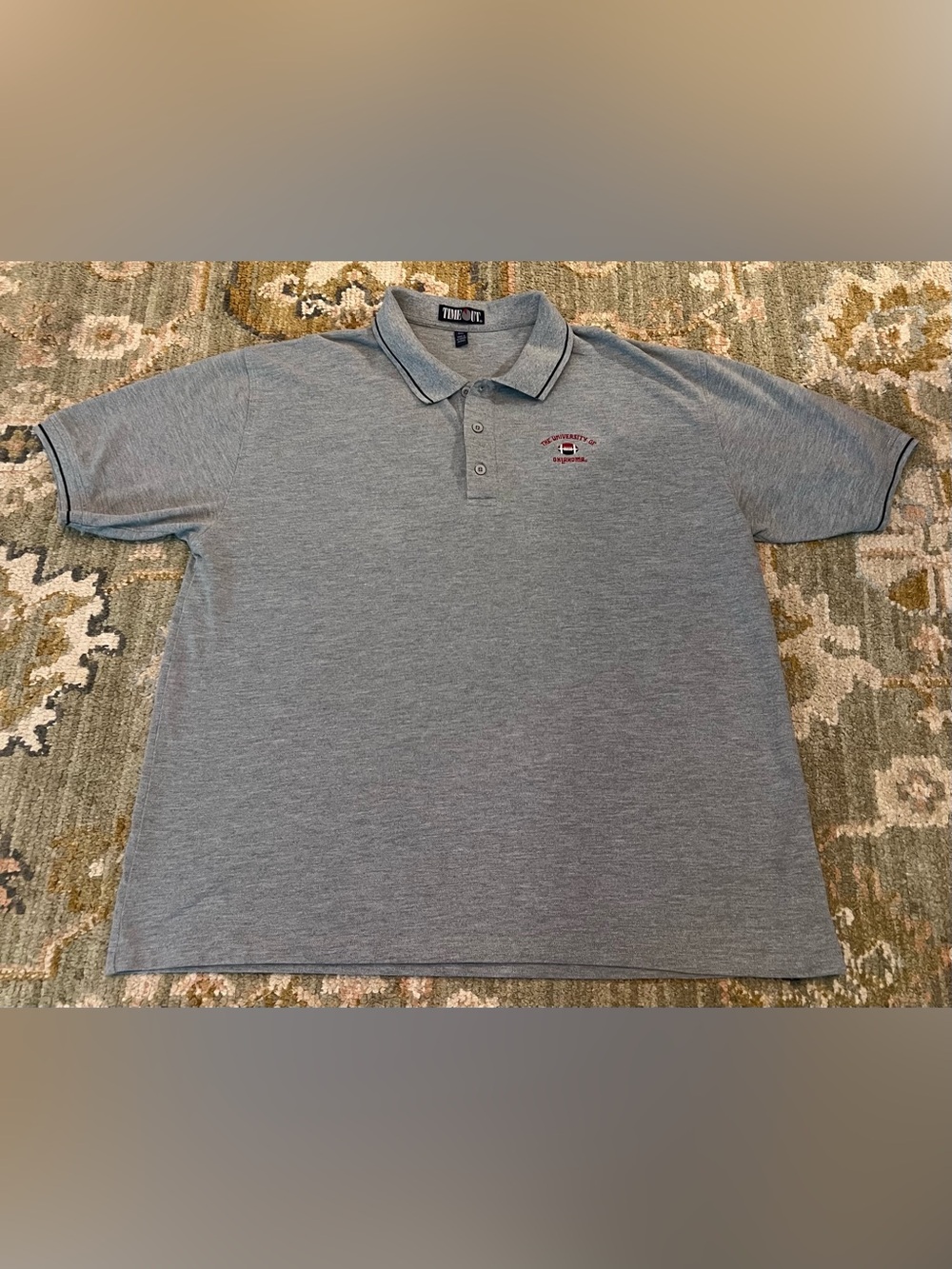 Oklahoma Sooners Vintage Football Polo Time Out Men’s Size‎ 2XL Color Grey
